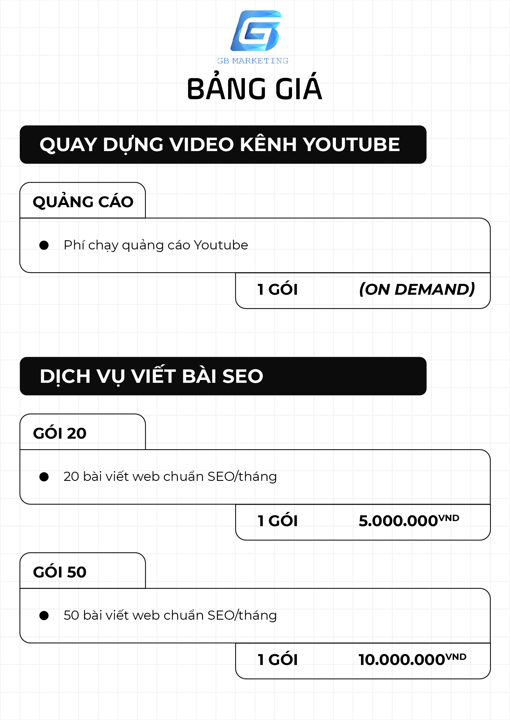 Bảng giá chi tiết dịch vụ quay chụp sự kiện