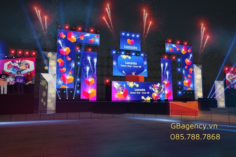 Thiết kế thi công gian hàng triển lãm thực tế tại GB