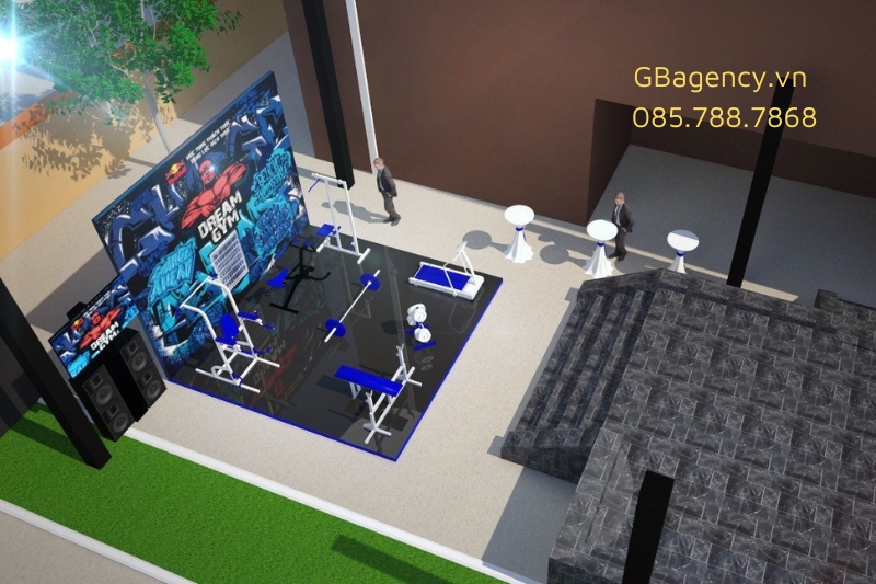 Thiết kế thi công gian hàng triển lãm thực tế tại GB