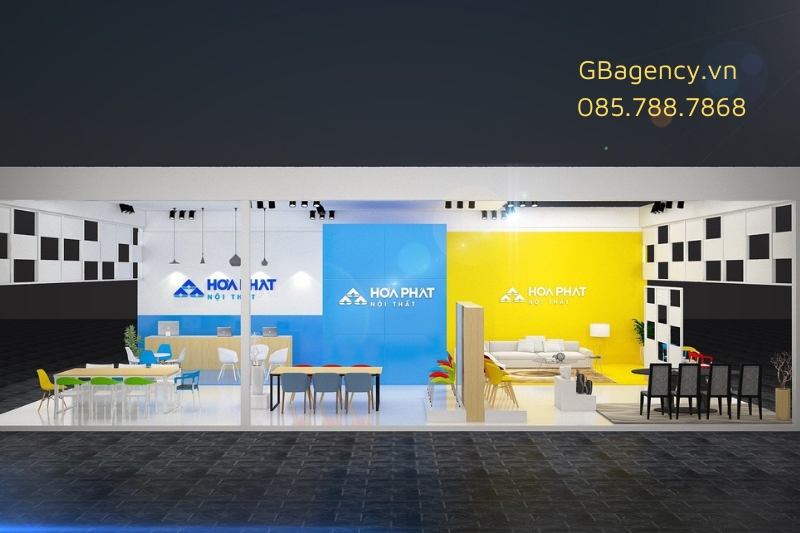 Thiết kế thi công gian hàng triển lãm thực tế tại GB
