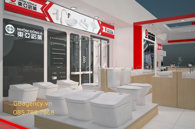 Thiết kế thi công gian hàng triển lãm thực tế tại GB