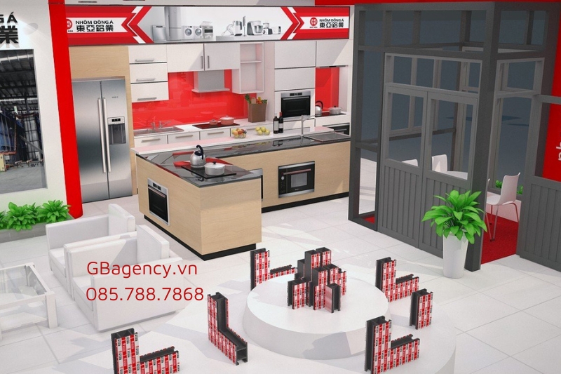 Thiết kế thi công gian hàng triển lãm thực tế tại GB