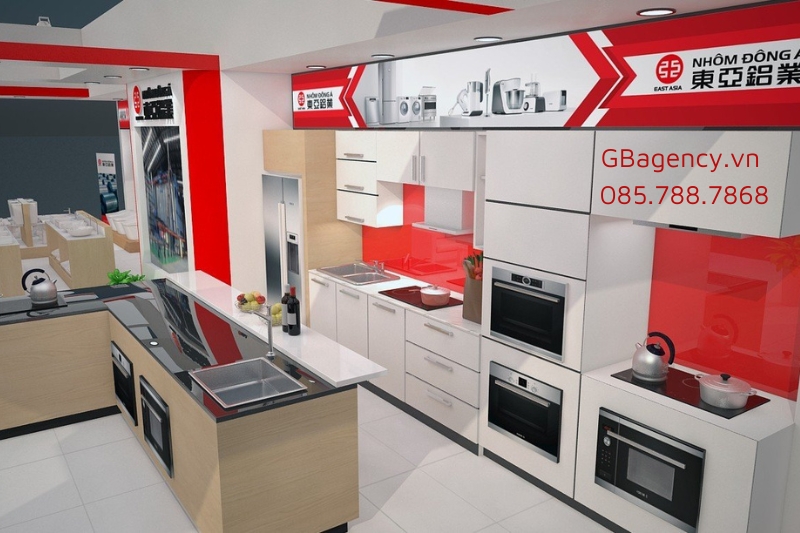 Thiết kế thi công gian hàng triển lãm thực tế tại GB