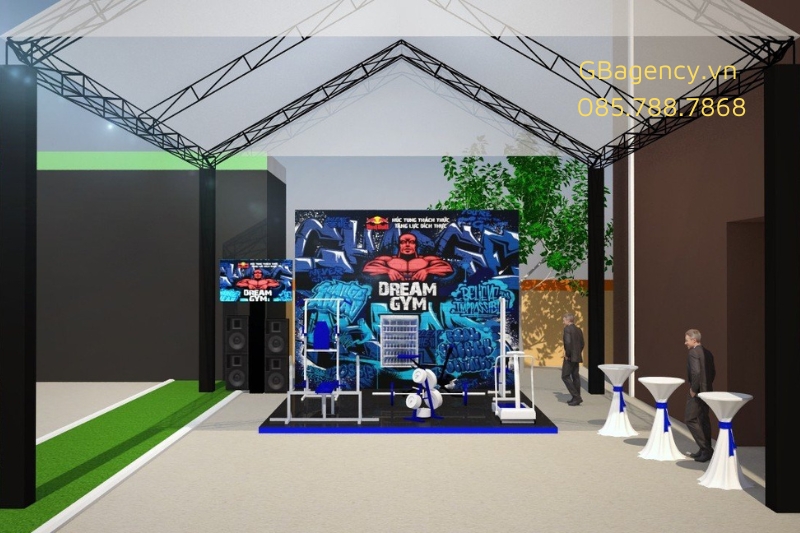 Thiết kế thi công gian hàng triển lãm thực tế tại GB