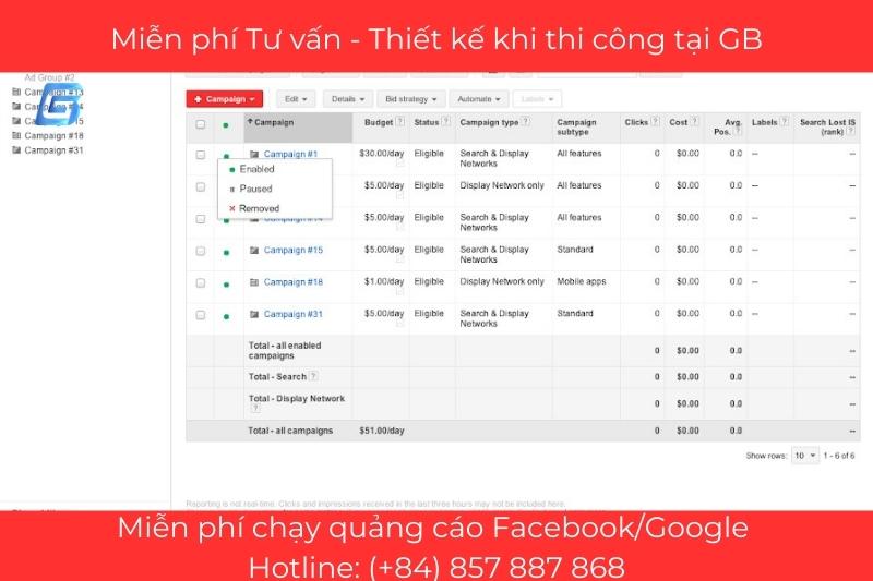 Cách xóa nhóm chiến dịch Google Ads
